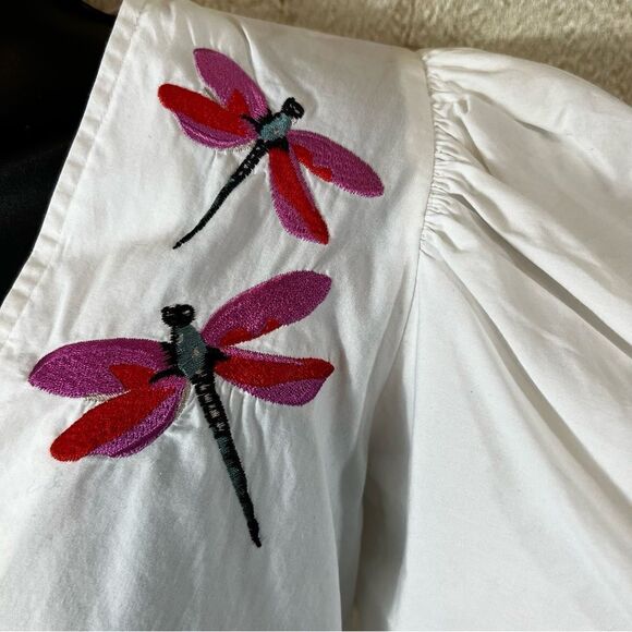 Trina Turk Embroidered Dragonfly Balloon Sleeve Fiona Blouse - Picture 7 of 14